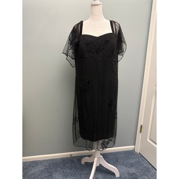Vintage Jovani Beaded Mesh Black knee length cocktail Dress Sz 8 y2k prom party - Picture 6 of 6